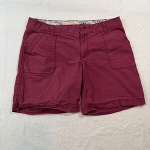 Eddie Bauer Ripstop Shorts Womens 8 Burgundy Excellent Utility Hiking 5in Inseam